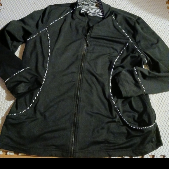 Zenergy by Chico's Jackets & Blazers - Women's Black Utility Jacket with White Accents